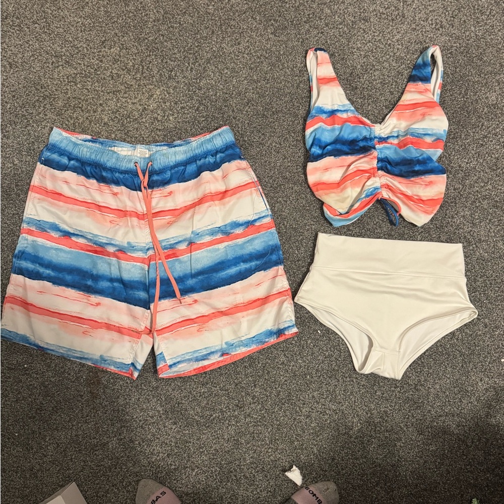 Kids Swim Set with Blue and Pink Stripes